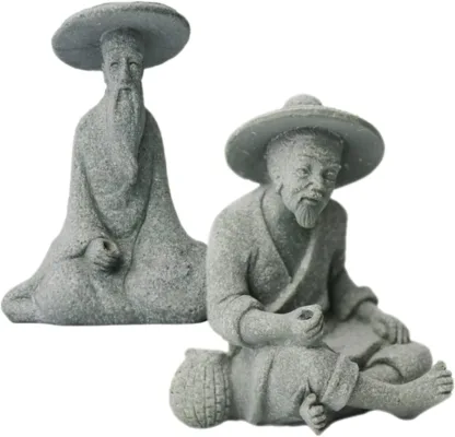 Fisherman Statue Car Dash Accessories Fish Tank Decor